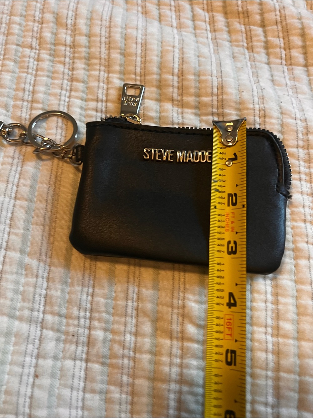 Steve Madden Black Coin Pouch with Silver Zip Pull